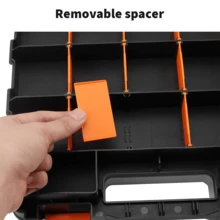 Double Side Tool Storage Box With Removable Plastic Partition, Screw Storage Box, Hardware Box Storage, 34-Compartments, Excellent For Screws, Nuts, Small Parts, Black/Orange - Yellow Black White Mixed Color - View 7
