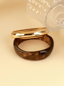 Set 3/2 brățări rotunde vintage de lux din metal și rășină geometrică ondulată, brățară tip manșetă aurie groasă exagerată pentru femei, nuntă, petrecere, cadou (Textura suprafeței și detaliile brățării vor depinde de articolul real)