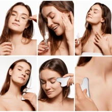 Stainless Steel Roller & Stainless Steel Gua Sha Set Comb - Fragrance Free, Hand Beauty Tool For Face, Eyes, Neck, Forehead - 彩色 - 查看 3