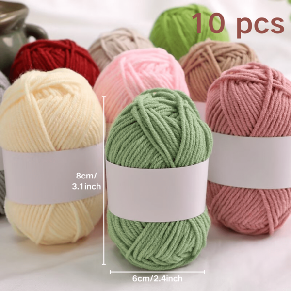 10 piezas de hilos bordados, hilado acrílico para DIY ganchillo, tejer sombreros, bufandas, y cojines