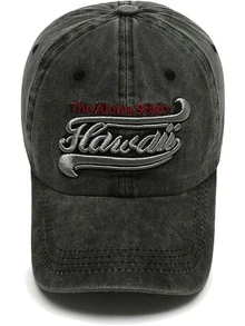 1 Piece Hawaii Three-Dimensional Embroidered Baseball Cap, Unisex, Washed Distressed Vintage Hat, Soft-Topped Sunshade Hat - Multicolor - View 10