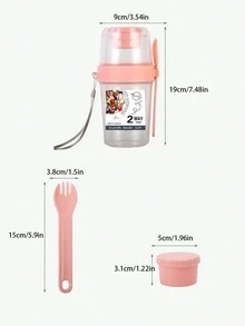 1pc Minimalist Salad Cup, Portable For Weight Loss, Plastic Carry-On, Fruit & Vegetable With Fork Lid, Yogurt Slimming Cup, Outdoor Sports (Color May Vary Due To Lighting Conditions) - Multicolor - View 5