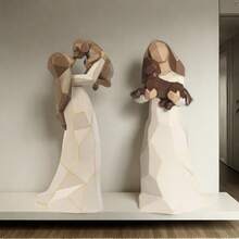 1 pezzo Statuina di donna con cane, un regalo dal West Highland White Terrier per amanti dei cani, perfetto per compleanni, Ringraziamento, Natale, sculture dipinte a mano bianche, adatte per decorazione da tavolo in casa e in ufficio