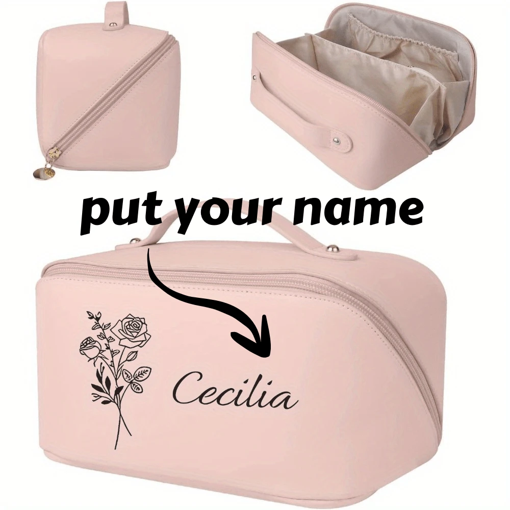 حقيبة مكياج وسادة مخصصة قطعة واحدة، حقيبة مكياج وسادة من جلد البولي يوريثان بشكل سحابة، حقيبة مكياج محمولة سعة كبيرة، حقيبة أدوات التجميل والعناية الشخصية للسفر، حقيبة تخزين مستحضرات التجميل - وردي - مشاهدة 1