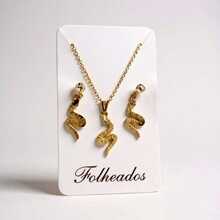 Women's Snake Necklace + Earring Kit Gold Plated - Mô hình 2 Nhỏ - Xem 3