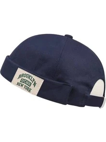 1 Piece BROOKLYN EST1631 NEW YORK Monogram Miki Hat, Smart Casual Versatile Brimless Hat, Distinctive Baseball Cap, Solid Melon Skin Hat - Multicolor - View 5