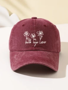 1 件女式花卉印花水洗软顶可调节棒球帽，复古时尚风格，适合户外、运动、露营、旅行、节日礼物