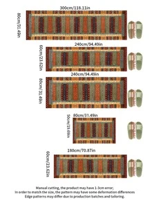 1件波西米亚条纹丝绒地毯，适用于客厅、餐厅、书房、卧室