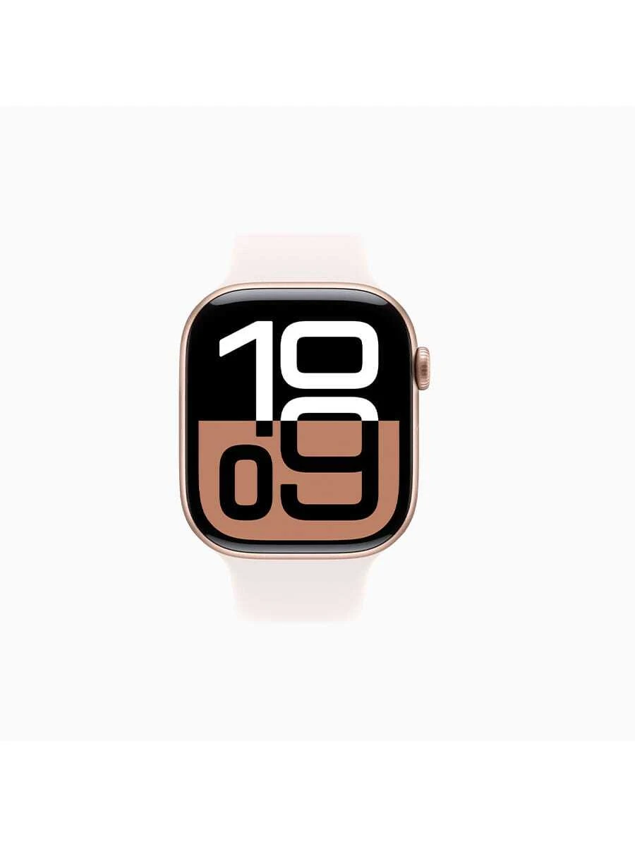Apple Watch Series 10（2024 型号）S10 GPS 42 毫米玫瑰金铝金属表壳 + 柔粉色运动表带，S/M