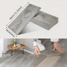 10 件 40x15 厘米可剥离粘性地板贴纸，PVC 木纹地板贴纸，家具地板装饰，适用于卧室、厨房、客厅和酒店