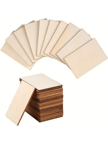 1-50pcs 5x7.6cm 2x3inch Wood Chips Rectangular Blank Pointed Corner Wood Chips For DIY Art Craft Projects