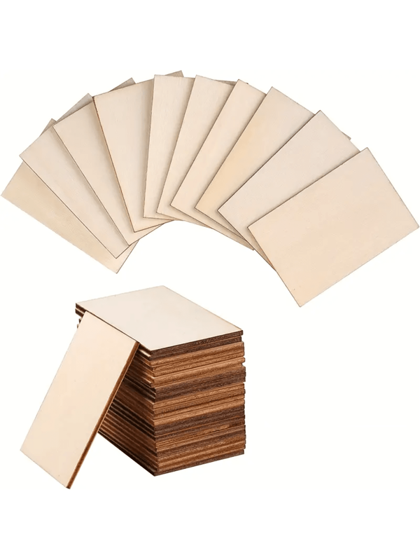 50pcs 5x7.6cm 2x3inch Wood Chips Rectangular Blank Pointed Corner Wood Chips For DIY Art Craft Projects