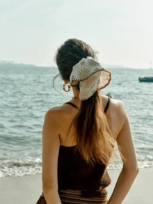 1个超大复古发圈，适合海滩度假，高端大气，百搭时尚发饰，发绳，发圈，发圈，洗脸，马尾辫发饰，弹力发带 - 彩色 - 查看 3