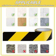 1卷黑色和黄色危险胶带警告安全条纹胶带用于地板标记，强力粘合耐磨防水警示胶带卷非常适合墙壁、地板、管道和设备