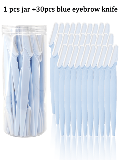 30/12/6/3/1pc Set Blue Grooming Eyebrow Razor & Shaver Set, Eyebrow Trimmer & Shaver, Exfoliating Dermaplaning Tool, Body Hair Removal Trimmer And Face & Eyebrow Razor Set Long Handle Blade With Precision Cover Women Eyebrow Shaping Tools Suitable For Or Travel Use,Makeup,Cheap,Room Decor,Vanity,Travel,Bedroom,Makeup Accessories,Eyebrow Razor