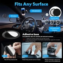 360° Rotating Magnetic Phone Holder, Aluminum Alloy Magnetic Vacuum Suction Cup Car Phone Mount,Foldable Vacuum Magnetic Phones Stand,Applicable For Cars/Gym/Mirrors/Smooth Surfaces, Comes With A Magnetic Guiding Ring,Suitable For All Phones - 黑色 - 查看 3