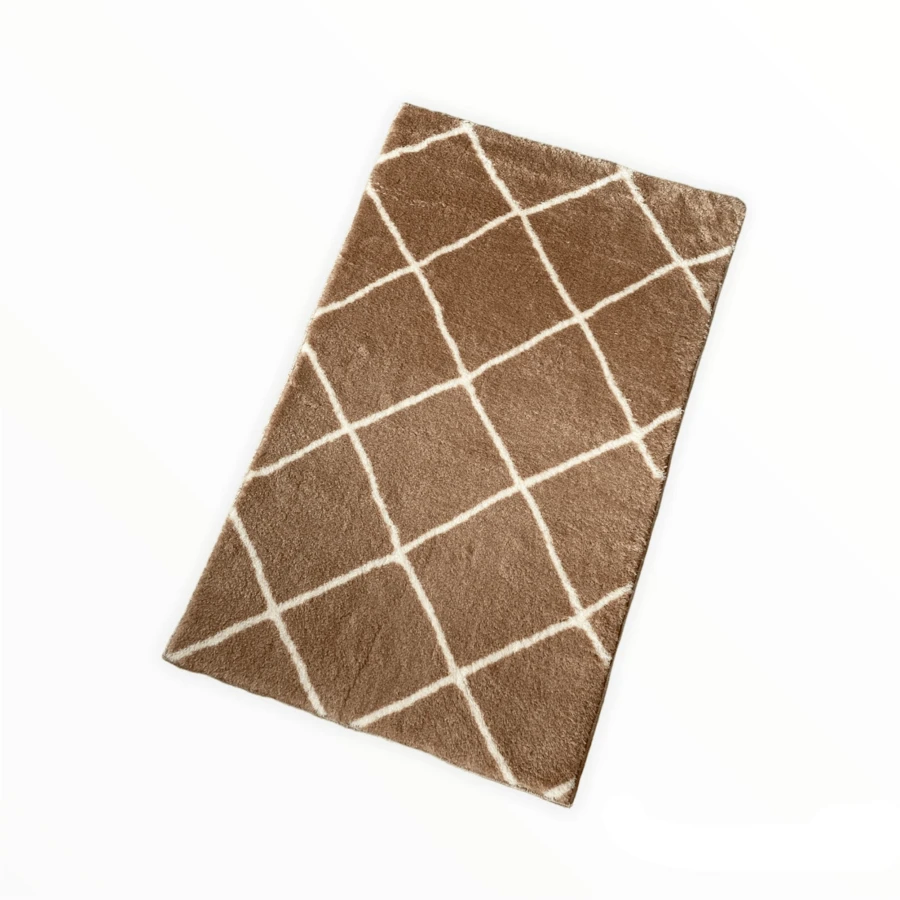 Made In Turkey - Jassrug Royal Diamond Bathroom Carpet 50x80 Cm – Non-Slip Base - Soft & Durable - Mocha Brown - View 1