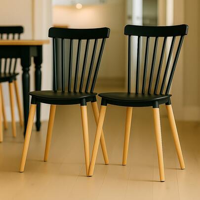 Kit 2 Cadeiras Para Mesa De Jantar Cozinha Restaurantes Windsor Com Base De Madeira