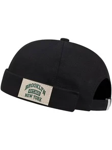 1 Piece BROOKLYN EST1631 NEW YORK Monogram Miki Hat, Smart Casual Versatile Brimless Hat, Distinctive Baseball Cap, Solid Melon Skin Hat - Multicolor - View 13