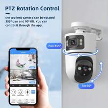 1 Packung/2 Packungen 2K Outdoor PTZ Drahtlose IP-Kamera 2,4 GHz WLAN Dual-Linse Dual-Bildschirm Kamera Auto-Tracking Babyüberwachung, Sicherheitskamera mit Farbvision bei Nacht, Zwei-Wege-Sprech-Funktion, Auto-Tracking & KI-Bewegungserkennung - perfektes Geschenk