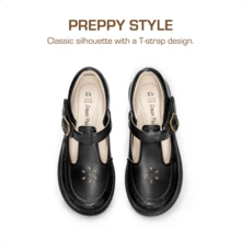 Girls Mary Jane Ballet Flats – School Uniform Dress Shoes For Toddler & Little Girls(Back To School Shoes) - 黑與白 - 查看 7