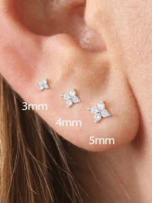 6pcs Fashionable Ear Studs, High-Quality Earrings For Multiple Ear Piercings, Versatile Jewelry Accessories Suitable For All Seasons - Silver - View 3