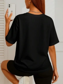 Women's T-Shirt I Did What I Could Gym 100% Cotton Yarn 30.1 Premium Gym - 黑色 - 查看 2