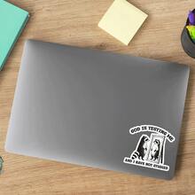 1 件上帝在考验我，而我却没有学习贴纸、搞笑浣熊表情包贴纸、可爱学习幽默乙烯基贴花、士气贴纸、笔记本电脑贴纸、水瓶贴花、耐用聚乙烯、工作幽默、日常使用、用于学校用品、返校