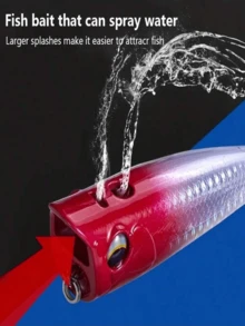 1 Peça Engodo Artificial Topo d'Água de 8cm/3,14 pol., Faz Barulho, Luminoso, com Guizo Embutido, Pesado com Bloco de Chumbo, Ganchos Triplos Reforçados, Adequado para Pesca em Água Salgada e Lago de Água Doce - Multicolorido - Visão 1