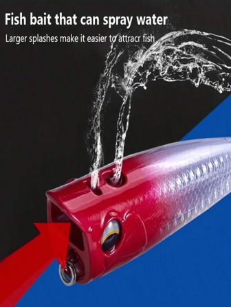 1pc 8cm/3.14in Topwater Popping Lure, Loud Splash Rattling Luminous Artificial Bait With Embedded Rattle, Weighted With Lead Block, Triple Reinforced Hooks, Suitable For Saltwater And Freshwater Lake Fishing