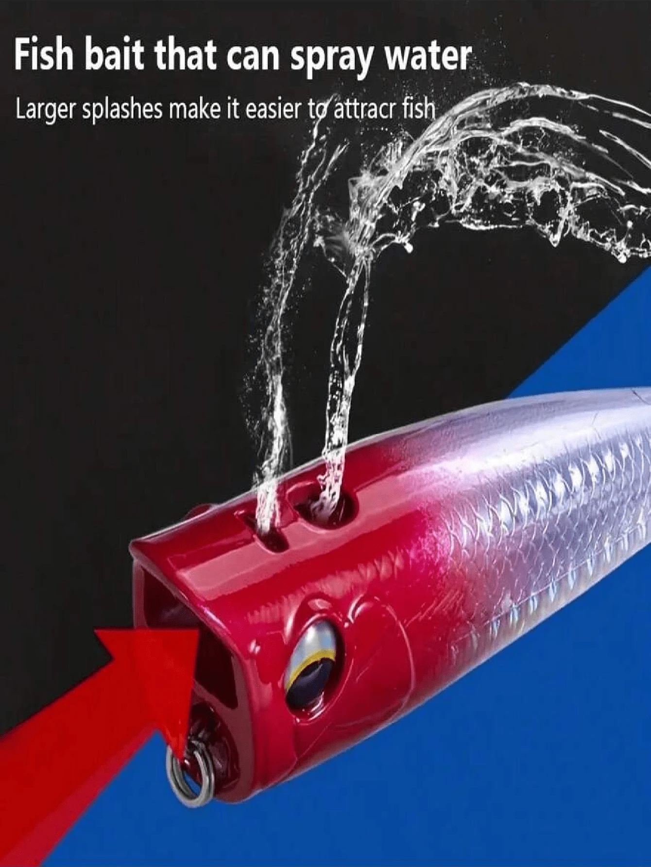 1 Peça Engodo Artificial Topo d'Água de 8cm/3,14 pol., Faz Barulho, Luminoso, com Guizo Embutido, Pesado com Bloco de Chumbo, Ganchos Triplos Reforçados, Adequado para Pesca em Água Salgada e Lago de Água Doce - Multicolorido - Visão 1