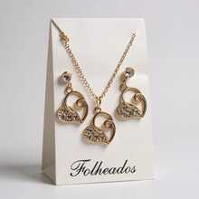 Elegant Women's Gold Plated Heart Necklace + Earring Kit - 心 - 查看 2