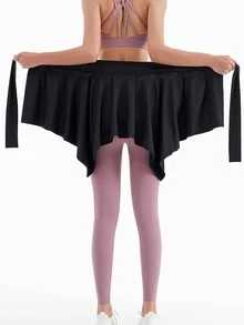 2 件女士瑜伽、芭蕾、网球裙、系带裙、瑜伽运动裹身短裙、衬衫、跑步裹身运动裙 - 彩色 - 查看 6