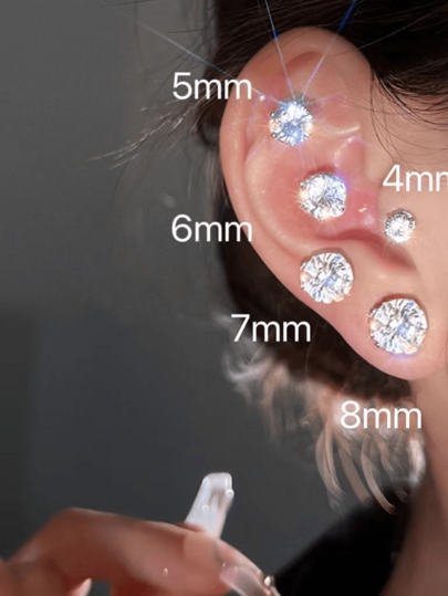 Brincos de Zircônia Cúbica para Mulheres, Brincos com Pino de Prata Minimalistas e Elegantes de Diamante