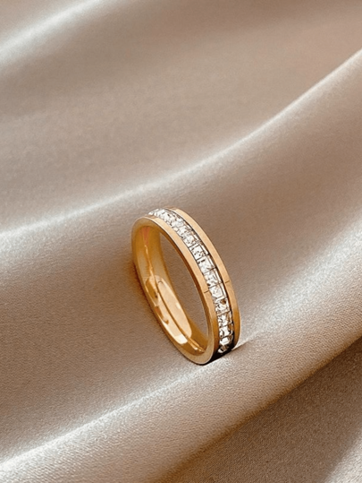 Anéis de Eternidade Quadrados Empilháveis de Zircônia - Bandas de Luxo Minimalistas Unissex para Casais para Uso Diário/Presentes
