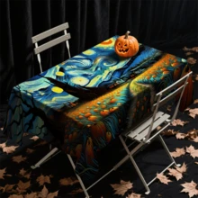 1/20pcs Halloween Tablecloth, Abstract Retro Pumpkin Pattern Tablecloth, Suitable For Halloween Party Decoration Tablecloth, Carnival Kitchen Table Decoration, Gift, Holiday Decoration, Room Decoration, Halloween Decoration