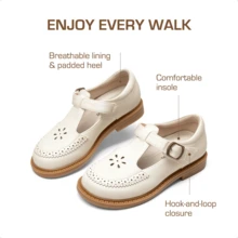 Girls Mary Jane Ballet Flats – School Uniform Dress Shoes For Toddler & Little Girls(Back To School Shoes) - 白色 - 查看 6