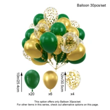 绿色生日装饰，翠绿色和金色气球派对装饰生日快乐横幅翠绿色流苏窗帘生日桌布纸绒球女士男士生日装饰 - 綠金生日快樂套 - 查看 4