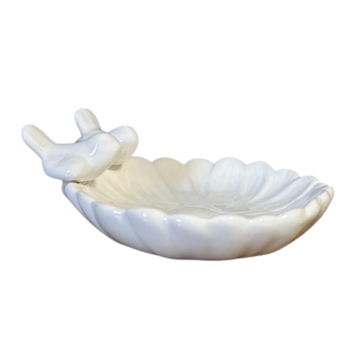 Ceramic Soap Dish For Kitchen Or Bathroom Decorated With Sunflower And Bird - 白色 - 查看 1