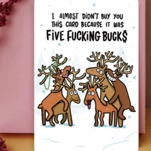 1 张搞笑圣诞贺卡，搞笑生日贺卡，带有五块钱的恶搞，是送给丈夫、男朋友、妻子、女朋友、家人、姐妹、伙伴、同事、同学、女性、朋友、爱人和闺蜜的完美圣诞礼物 - 彩色 - 查看 5