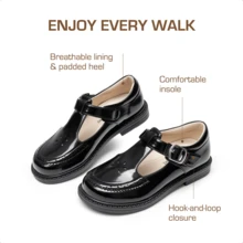 Girls Mary Jane Ballet Flats – School Uniform Dress Shoes For Toddler & Little Girls(Back To School Shoes) - màu đen - Xem 6