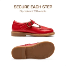 Girls Mary Jane Ballet Flats – School Uniform Dress Shoes For Toddler & Little Girls(Back To School Shoes) - 紅色 - 查看 4