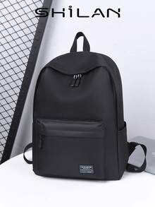 商务双肩包电脑包初中高中背包大容量旅行包韩版男士背包 - 黑色 - 查看 7