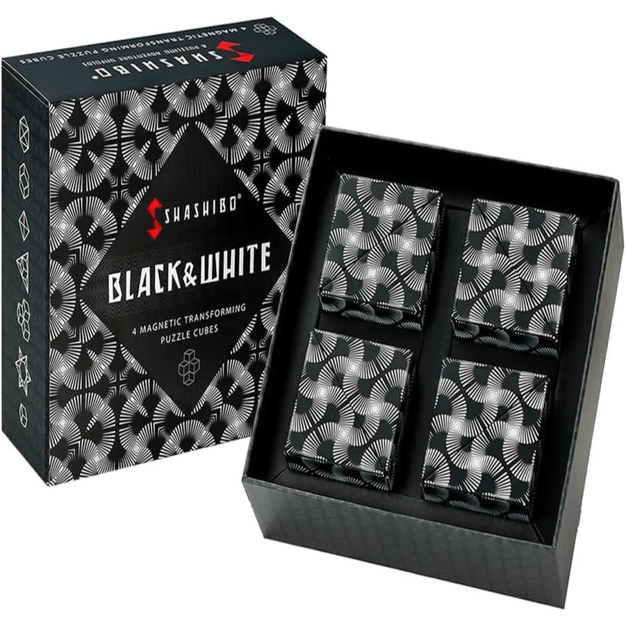 SHASHIBO Shape Shifting Box - STEM Magnetic Fidget Cube That Transforms Into Over 70 Shapes, Download Fun In Motion Toys Mobile App (Blue Planet) - White & Black - 查看 1