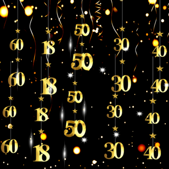 5pcs Gold PVC Spiral Hanging Decor Suitable For 18th, 30th, 40th, 50th, 60th Birthday Decoration, Also For 18th, 30th, 40th, 50th, 60th Anniversary, Party Background Decoration Items