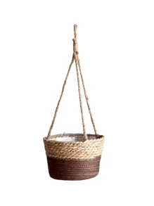 1pc/2pcs Woven Hanging Basket Flower Pot For Plants, Handmade Rattan Planter For Ivy
