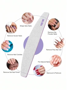 Nail File, Professional Nail File, Reusable Double-Sided Sandpaper Nail File (100/180 Grit), 1/5/10/20/35/50 Pcs, Home And Salon Manicure Tool, Women Gift, Manicure Tool, Nail Care Tool, Grooming Tool, Cosmetic Tool, Nail Care Accessory - Light Grey - View 6