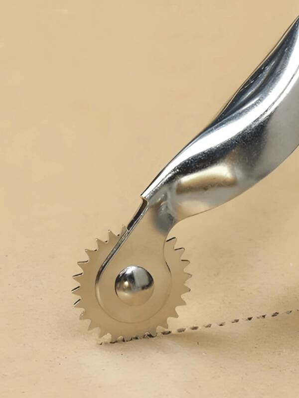 1pc Yellow Plastic Handle Marking Wheel, Tracing Wheel, Creaser, Leathercraft Marking Tool For Sewing And Crafting