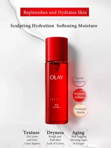 Olay 50毫升肽黄金纯净精华爽肤水，全新提拉紧致黄金纯净爽肤水，补水保湿，补充肌肤水分，温和护肤，质地轻盈，均匀肤色，滋养肌肤，深层保湿，适合所有肤质，尤其适合干性暗沉肌肤，日常面部精华，改善肤质和衰老迹象，令肌肤柔软、光滑、透亮。 - 精華水50ml - 查看 5