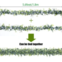 2/3/4 Pcs Faux Eucalyptus Garland Plant, Green Artificial Plant, ,5.6feet/1.8m. Artificial Vines Hanging Eucalyptus Leaves Greenery Garland For Wedding Backdrop Arch Wall Décor. - 2個 - 查看 3